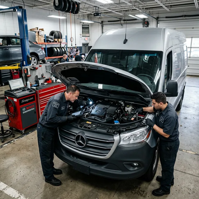 Mercedes Sprinter mit Motorschaden in der Werkstatt – Ankauf möglich